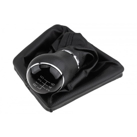 Nuca schimbator de viteze cu rama si manson piele ecologica compatibil cu VW Caddy IV Facelift 2015-2020, 6 trepte, culoare negru cu crom - Img 2