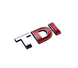 Ornament Emblema auto TDI, cu D si I rosu, culoare crom - Img 2
