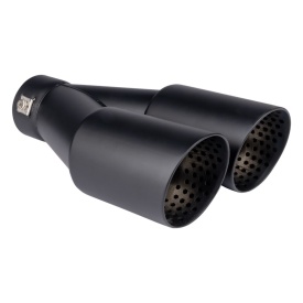 Ornament toba inox dublu, negru mat, diametru iesire 101 mm, diametru intrare 63 mm, lungime 200 mm