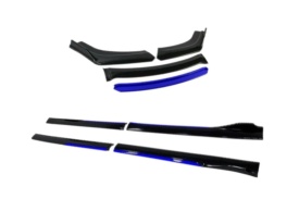 Pachet exterior aero universal, prelungire bara fata si praguri laterale negru cu albastru