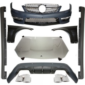Pachet exterior Conversie Complet compatibil cu Mercedes W204 2011-2014 Facelift C63 Design