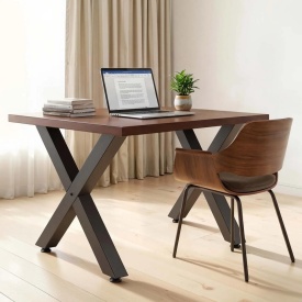Picioare de masa, 750 mm inaltime x 760 mm latime, picioare de mobilier din otel, design modular, asamblare usoara, sarcina maxima 1000 kg, pentru birou, mese de bar, banc de lucru, 2 bucati, cadru în X, culoare negru - Img 9