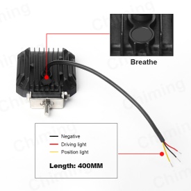 Proiector auto cu LED si pozitie rosie, pentru camioane tractor, roll bar, ATV, jeep, utilaje agricole, 101 x 101 x 37 mm, 15W - Img 4