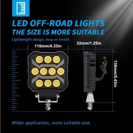 Proiector LED, 12-24V universal, lumina alba, pozitie galbena, 1500LM, pentru camioane tractor rollbar offroad ATV jeep utilaje agricole - Img 2