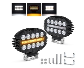 Proiector LED oval, 12-24V universal, lumina alba, pozitie galbena, 2000LM, pentru camioane tractor rollbar offroad ATV jeep utilaje agricole - Img 5
