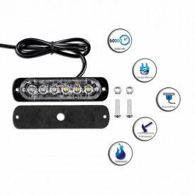 Proiector stroboscopic 6 LED-uri, in grila, subtire, galben - Img 3