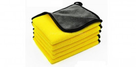 Set 10 lavete microfibra pentru lustruit 30cm x 40cm - galbena cu gri