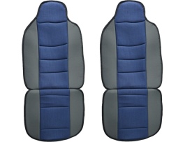 Set 2 huse scaune auto pentru fata, material textil, negru cu albastru inchis