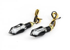 Set 2 lampi dinamice de semnalizare moto, LED, 12V , brat cauciuc, prindere cu srub M
