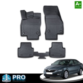 Set covorase auto cauciuc Skoda Octavia 3 III FL 2017-2020, forma tavita 3D - Img 2