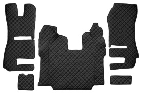 Set covorase camion, piele ecologica compatibil cu Scania R 2012-> cu scaun pasager convertibil, Negru AUTOMAT