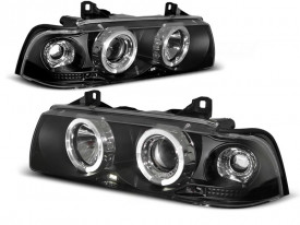 Set Faruri Angel Eyes compatibil cu BMW Seria 3 E36 1992-1998 Sedan/Touring Fundal Negru