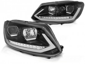 Set Faruri compatibile cu VW TOURAN II 2010-2015 Negru TUBE LIGHT TRU DRL SEQ - Img 1