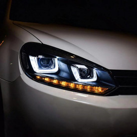 Set Faruri LED compatibil cu VW Golf 6 VI 2008-2013 Red Design Golf 7 3D U Design Semnal LED Dinamic - Img 2