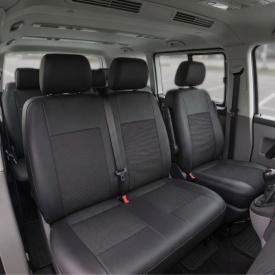 Set huse auto pentru scaune compatibile cu VW Transporter T5 2004-2014 8+1 locuri, Jacquard negru