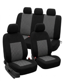 Set huse auto pentru scaune compatibile Dacia Logan 2 MCV 2012-2020, 5 locuri, material textil, negru cu gri, Lichidare stoc! - Img 2