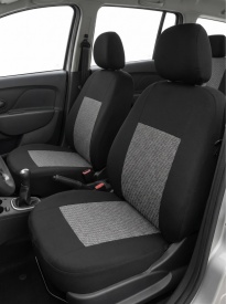 Set huse auto pentru scaune compatibile Dacia Logan 2 MCV 2012-2020, 5 locuri, material textil, negru cu gri, Lichidare stoc! - Img 3
