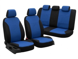 Set huse auto pentru scaune compatibile Skoda Octavia II 2004-2012, material textil, negru cu albastru, Lichidare de stoc!