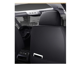 Set huse auto scaune universale de lux din piele cu textil, negru cu cusaturi rosii pentru scaunele fata si spate - Img 8
