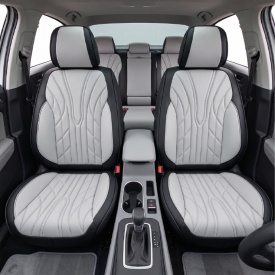 Set huse scaune auto compatibil cu Fiat Punto 2012-2018 piele ecologica Negru cu gri, fata-spate