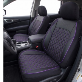 Set huse scaune auto compatibil Hyundai Tucson III 2015-2020, scaune standard, fata-spate, piele cu textil, negru cu mov - Img 3