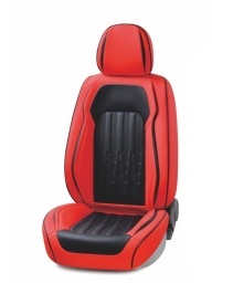 Set huse scaune auto compatibil SKODA Rapid 2012-2019, fata-spate, piele ecologica negru cu rosu - Img 2