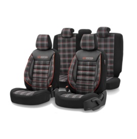Set huse scaune auto compatibil Suzuki SX4 2013-2020, fata-spate, Otom Luxury, GTI SPORTS Design, material textil cu piele ecologica - Img 2