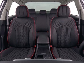 Set huse scaune auto compatibil Suzuki SX4 2013-2020, fata-spate, material textil negru cu cusatura rosie - Img 5
