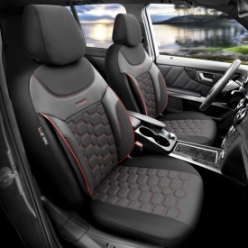 Set huse scaune auto compatibil Suzuki SX4 2021->, fata-spate, Otom Luxury, Carbon Design material textil cu piele ecologica - Img 3