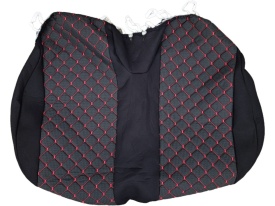 Set huse scaune auto compatibile Mercedes Sprinter 2006-2017 2+1, piele ecologica cu textil, negru cusatura rosie - Img 5