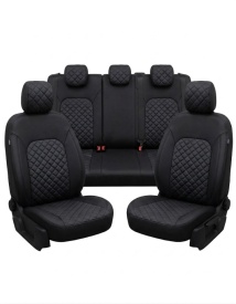 Set huse scaune auto, dedicate Dacia Duster II 2018-2023, piele ecologica cu imatie de alcantara, negru, Lichidare de stoc