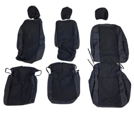Set huse scaune auto fata 2+1 compatibile cu VW Crafter 2017->, material textil, negru, Van, Doka - Img 4