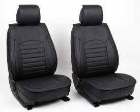 Set huse scaune auto fata universale, piele ecologica neagra, doar scaune fata