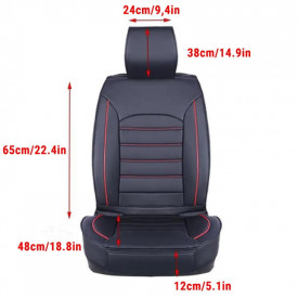 Set huse scaune auto, pentru fata-spate, piele ecologica, negru cu cusatura gri - Img 4