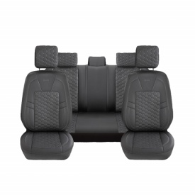 Set huse scaune auto piele ecologica negru cu gri, compatibil Dacia Duster II 2017-2023, fata-spate, Diamond Design