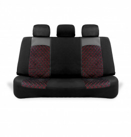 Set huse scaune auto universale, piele ecologica neagra cu material textil negru, fata-spate - Img 3