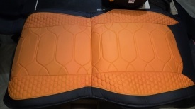 Set huse scaune auto universale, piele ecologica negru cu portocaliu, fata-spate, Produs Deteriorat - Img 8