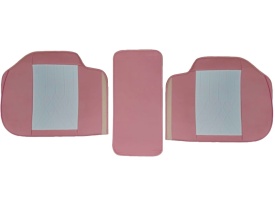 Set huse scaune auto universale, piele ecologica roz cu alb, Luxury, fata-spate - Img 6