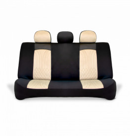 Set huse scaune auto universale seria SIDNEY, material textil crem si piele ecologica neagra, fata-spate, compatibil airbag - Img 5