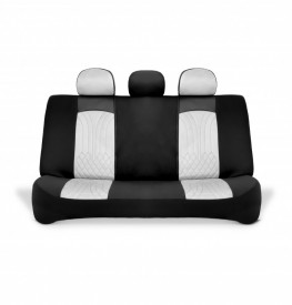 Set huse scaune auto universale seria SIDNEY, material textil gri si piele ecologica neagra, fata-spate, compatibil airbag - Img 5