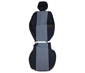 Set huse scaune autoutilitara 2+1 pentru fata culoare negru cu gri, piele ecologica compatibil cu Opel Vivaro 2014-2019 VAN - Img 3