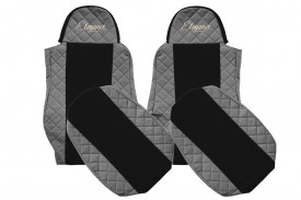Set huse scaune camion compatibil cu DAF XF95 XF105 CF LF 1997-2013, Negru cu gri, piele ecologica cu velur