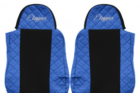 Set huse scaune camion compatibil cu DAF XF95 XF105 CF LF 1997-2013, Negru cu albastru, piele ecologica cu velur - Img 3