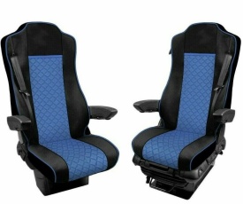 Set huse scaune camion compatibile cu Mercedes Actros MP4 MP5 2011->, piele ecologica negru cu albastru