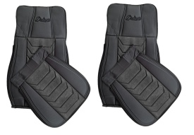 Set huse scaune camion compatibile MERCEDES ACTROS MP4 MP5 2011-> piele ecologica cu catifea, negru complet