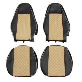 Set huse scaune camion compatibile VOLVO FH4 2013-> euro 6, piele ecologica negru cu crem - Img 2