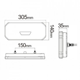 Set lampi 7 functii, stanga dreapta, 12-24V, LED, semnalizare dinamica, 305mm X 140mm X 35mm - Img 3
