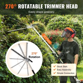Unelte de tuns multifuncționale 6 in 1, trimmer de gard viu pe benzina, masina de taiat buruieni, trimmer cu fir, fierastrau cu lant, foarfeca cu drujba si tija extensibila - Img 4