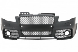 Bara Fata cu Grila Centrala compatibil cu Audi A4 B7 2004-2008 RS4 Look Negru - Img 3