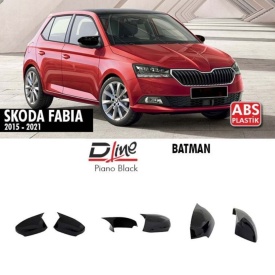 Capace oglinda compatibile cu SKODA Fabia III 2015-2021 Negru lucios Batman Style - Img 2